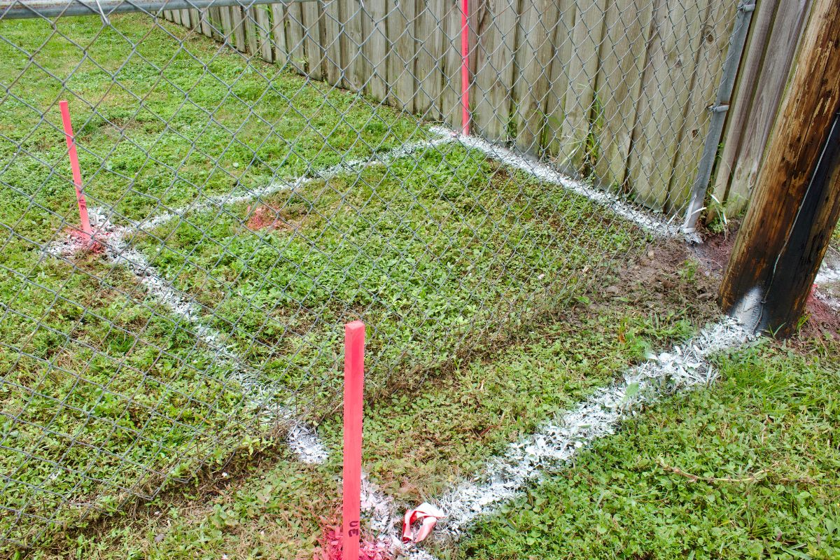 Property Easement - Image of stakes in green lawn